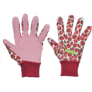FRESH FRUIT rukavice bavlnené s PVC bodmi, červené